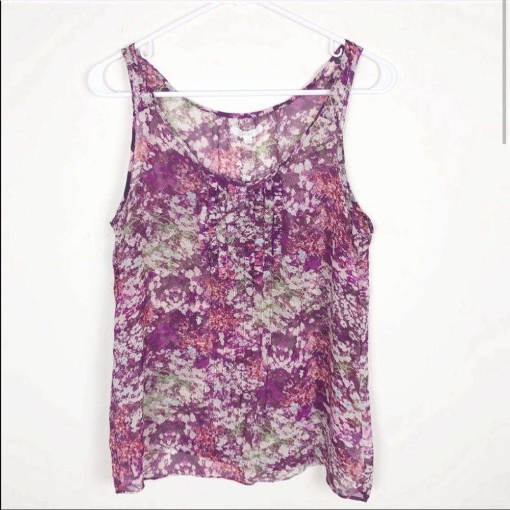 Madewell Eliot purple watercolor silk tank top B2 - Picture 2 of 5